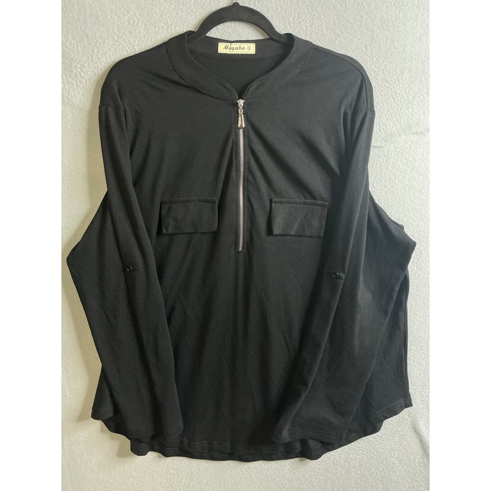 Moyabo Top Women's 2XL Long Sleeve Shirt Zipper Roll Tab Casual